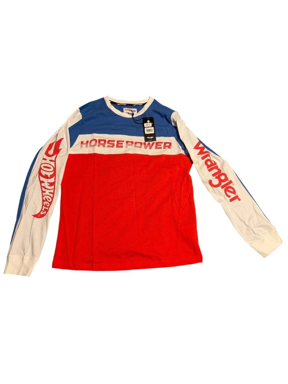 NWT Wrangler Womens X Hot Wheels Long Sleeve Horsepower Colorblocked Tee Sz L